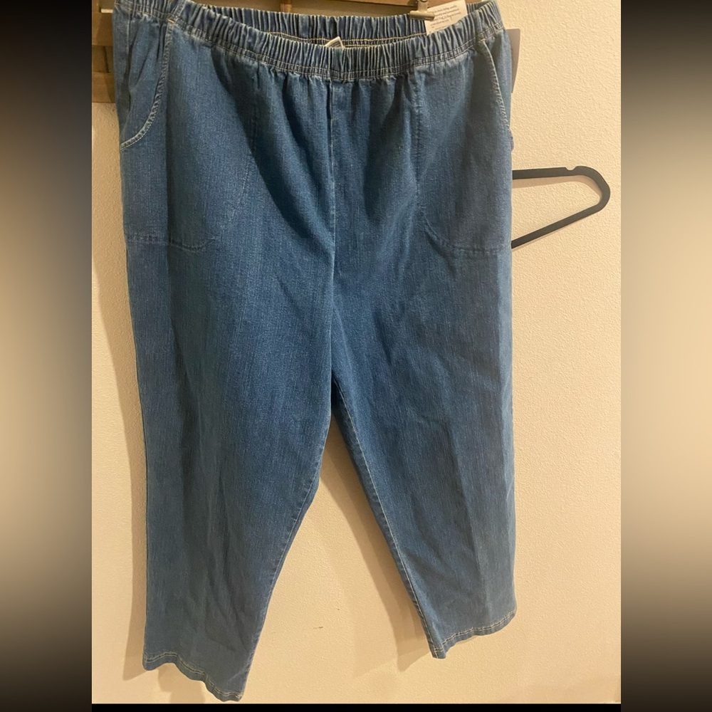 NWT Croft & Barrow Denim Elastic-Waist Pants in Blue Size 2xl